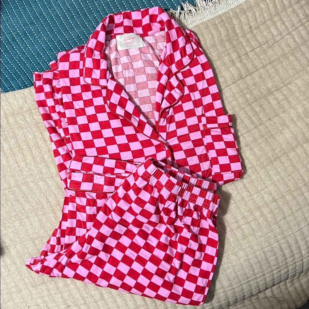 Mallory Ervin In My Sundays Checkered Pajama Set